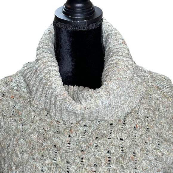 Knit Cowl Neck Super Soft Grey Long Sleeve Ribbed Hem Cuffs Top Pullover - Picture 2 of 12